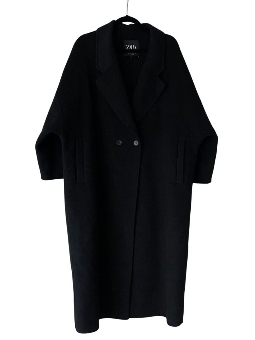 Zara Double-Breasted Coat, Black, S